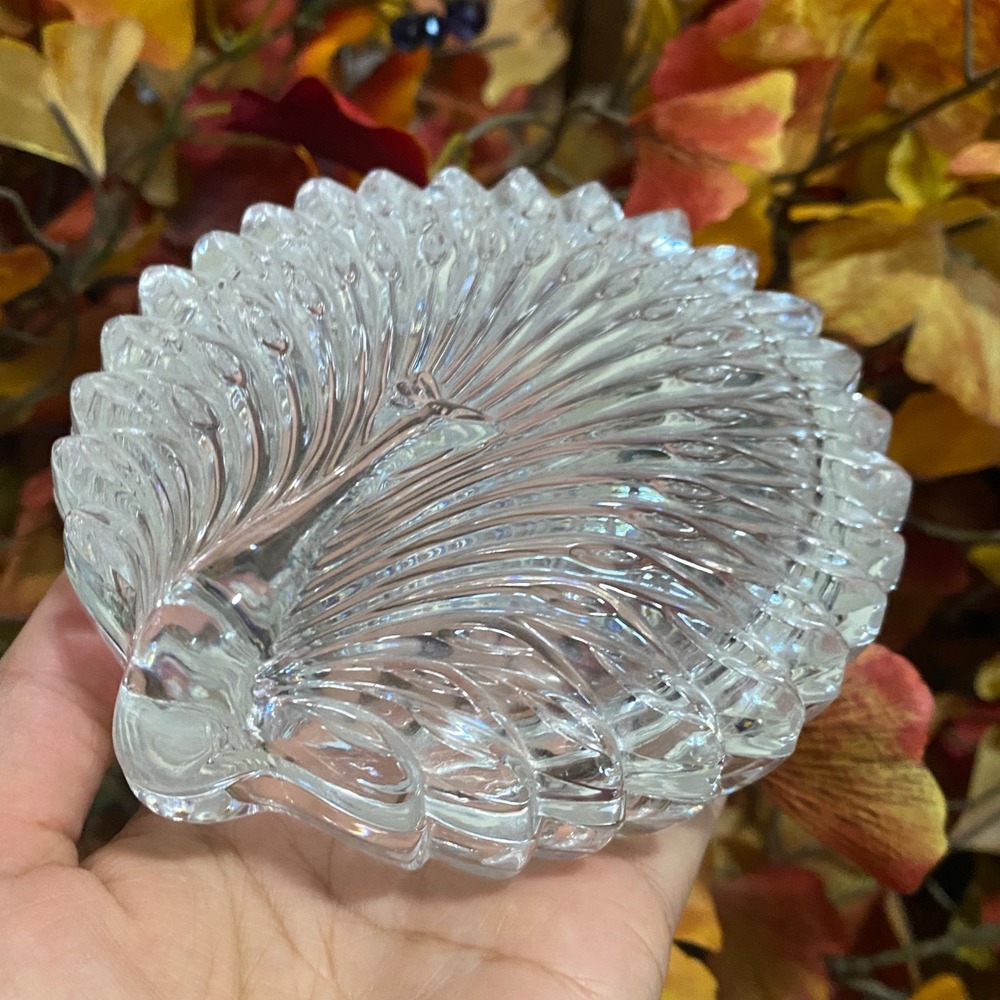 Mikasa Peacock Clear Crystal Shell Trinket Dish Ring Holder Jewelry box Decor‎